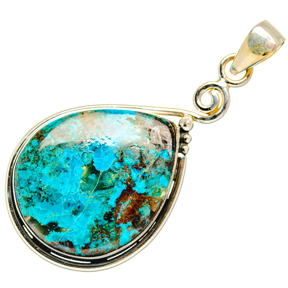 Peruvian Chrysocolla Pendants handcrafted by Anasilvercos - PD28868 - Photo 2