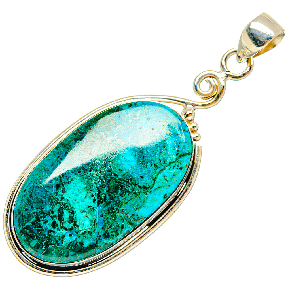 Peruvian Chrysocolla Pendants handcrafted by Anasilvercos - PD28872 - Photo 2