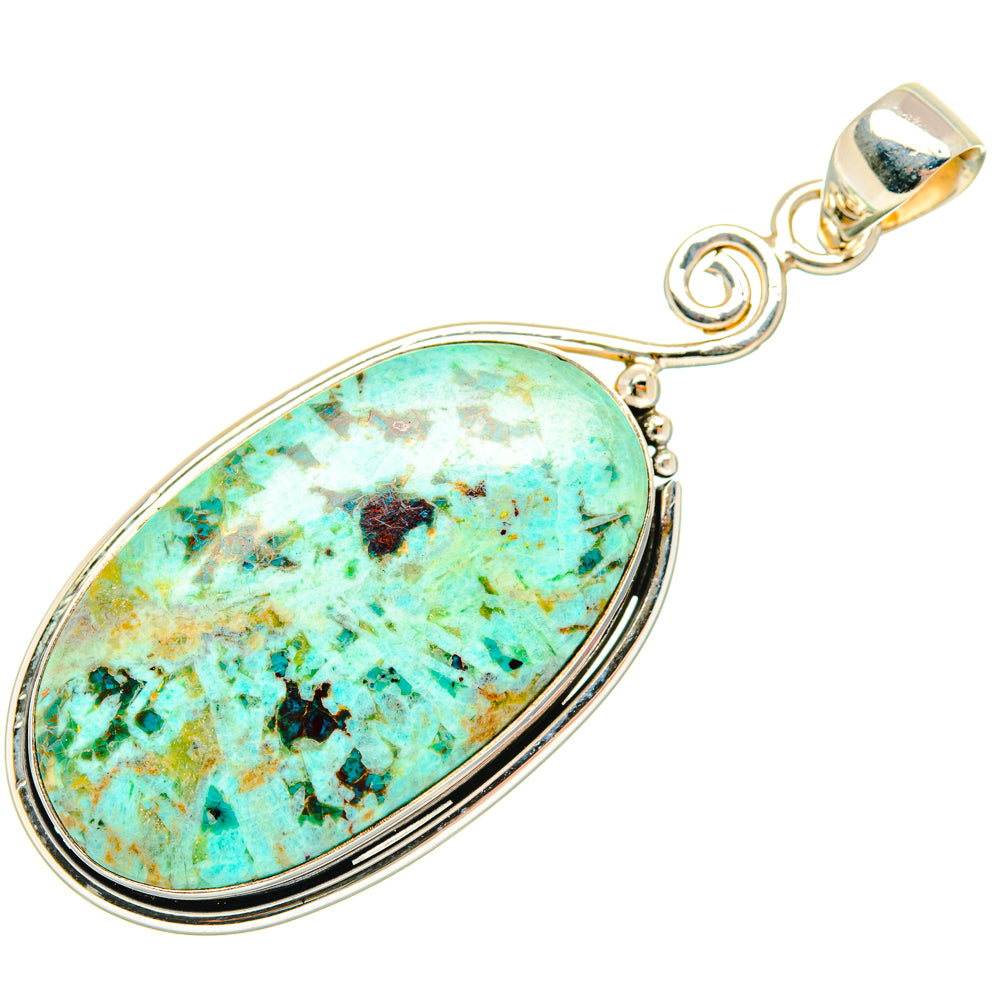 Peruvian Chrysocolla Pendants handcrafted by Anasilvercos - PD28880 - Photo 2