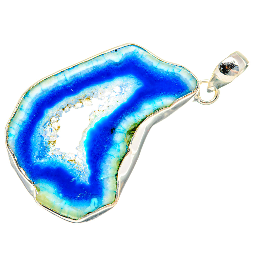Blue Geode Slice Pendants handcrafted by Anasilvercos - PD28957 - Photo 2