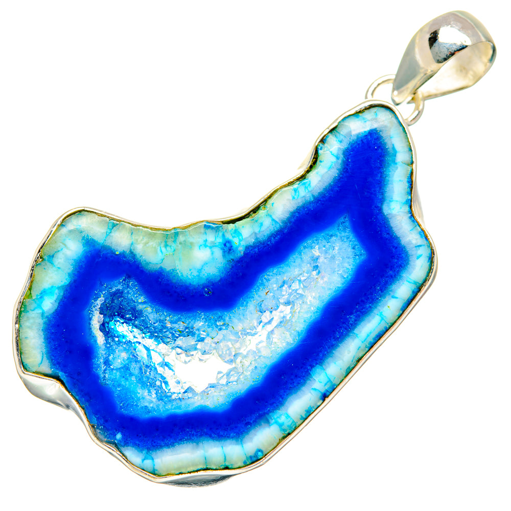 Blue Geode Slice Pendants handcrafted by Anasilvercos - PD28959 - Photo 2
