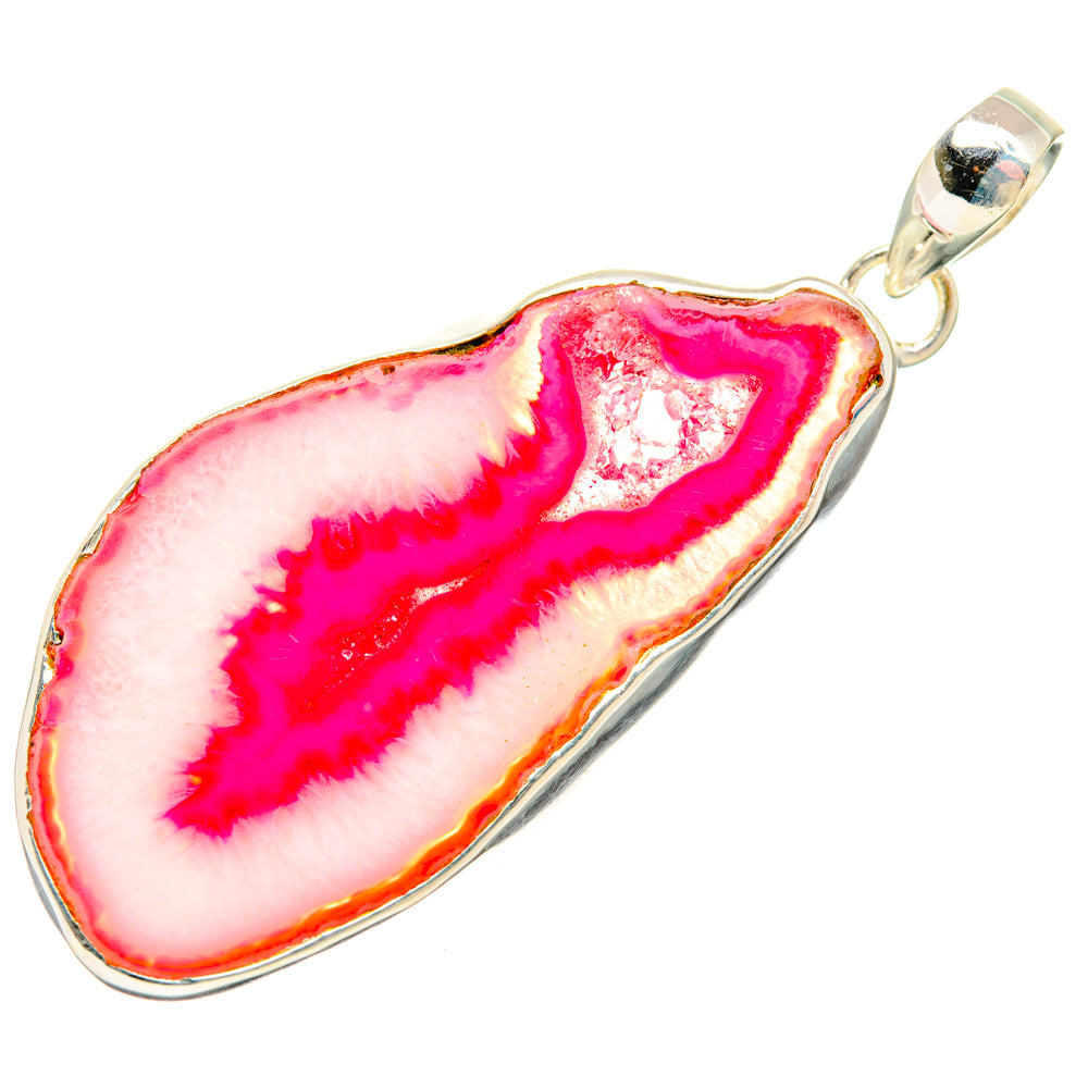 Pink Geode Slice Pendants handcrafted by Anasilvercos - PD28960 - Photo 2