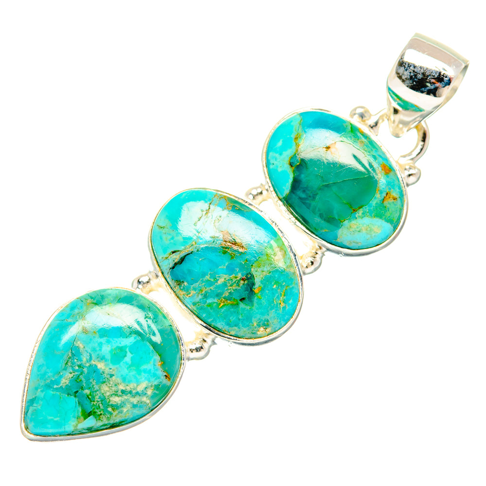 Peruvian Chrysocolla Pendants handcrafted by Anasilvercos - PD28966 - Photo 2