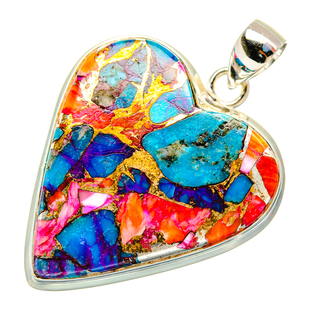 Kingman Pink Dahlia Turquoise Pendants handcrafted by Anasilvercos - PD28969 - Photo 2