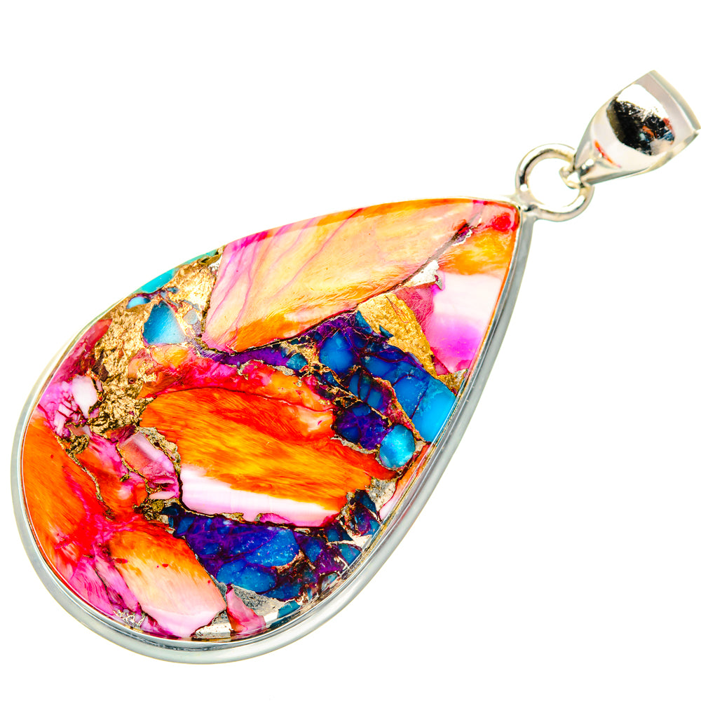 Kingman Pink Dahlia Turquoise Pendants handcrafted by Anasilvercos - PD28971 - Photo 2