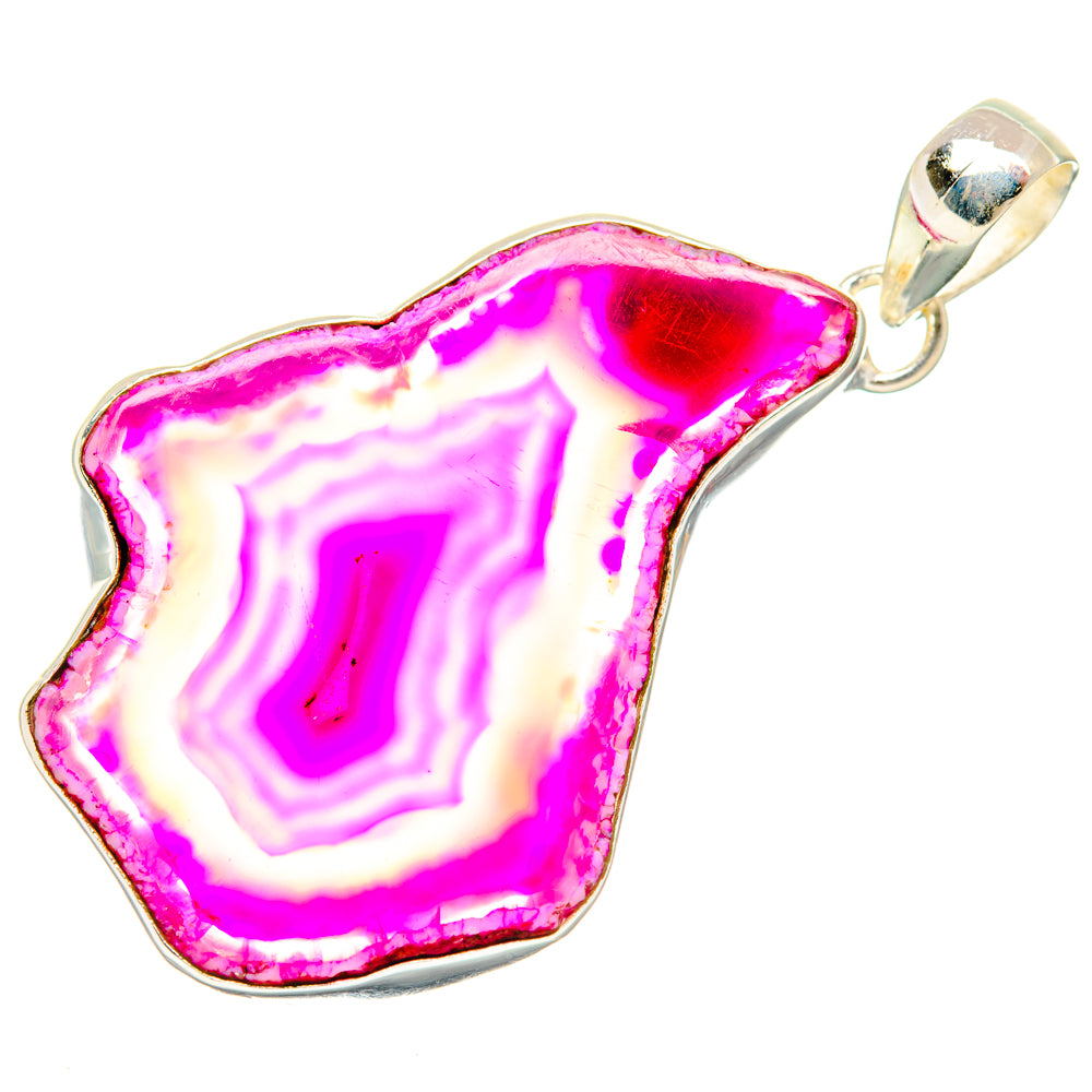 Pink Geode Slice Pendants handcrafted by Anasilvercos - PD28973 - Photo 2