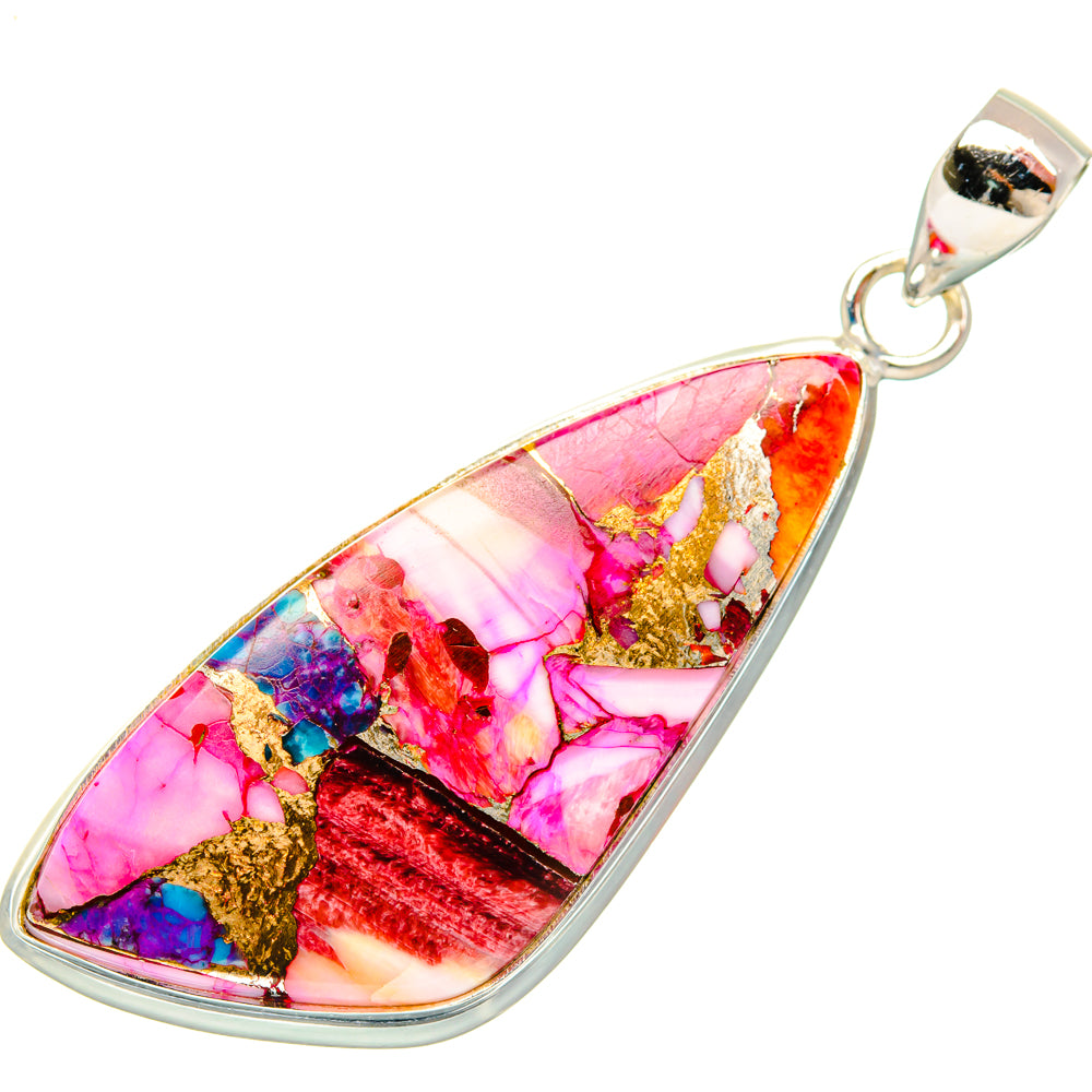 Kingman Pink Dahlia Turquoise Pendants handcrafted by Anasilvercos - PD28974 - Photo 2