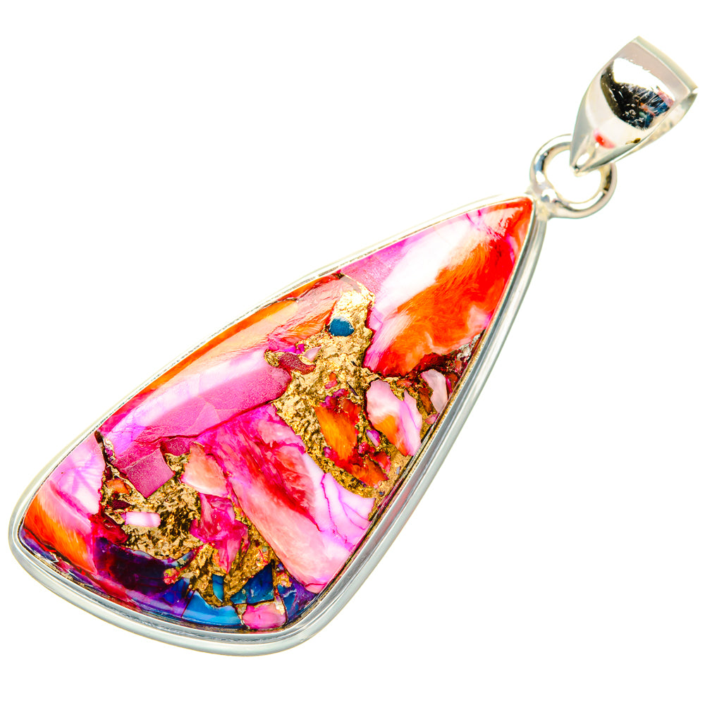 Kingman Pink Dahlia Turquoise Pendants handcrafted by Anasilvercos - PD28975 - Photo 2