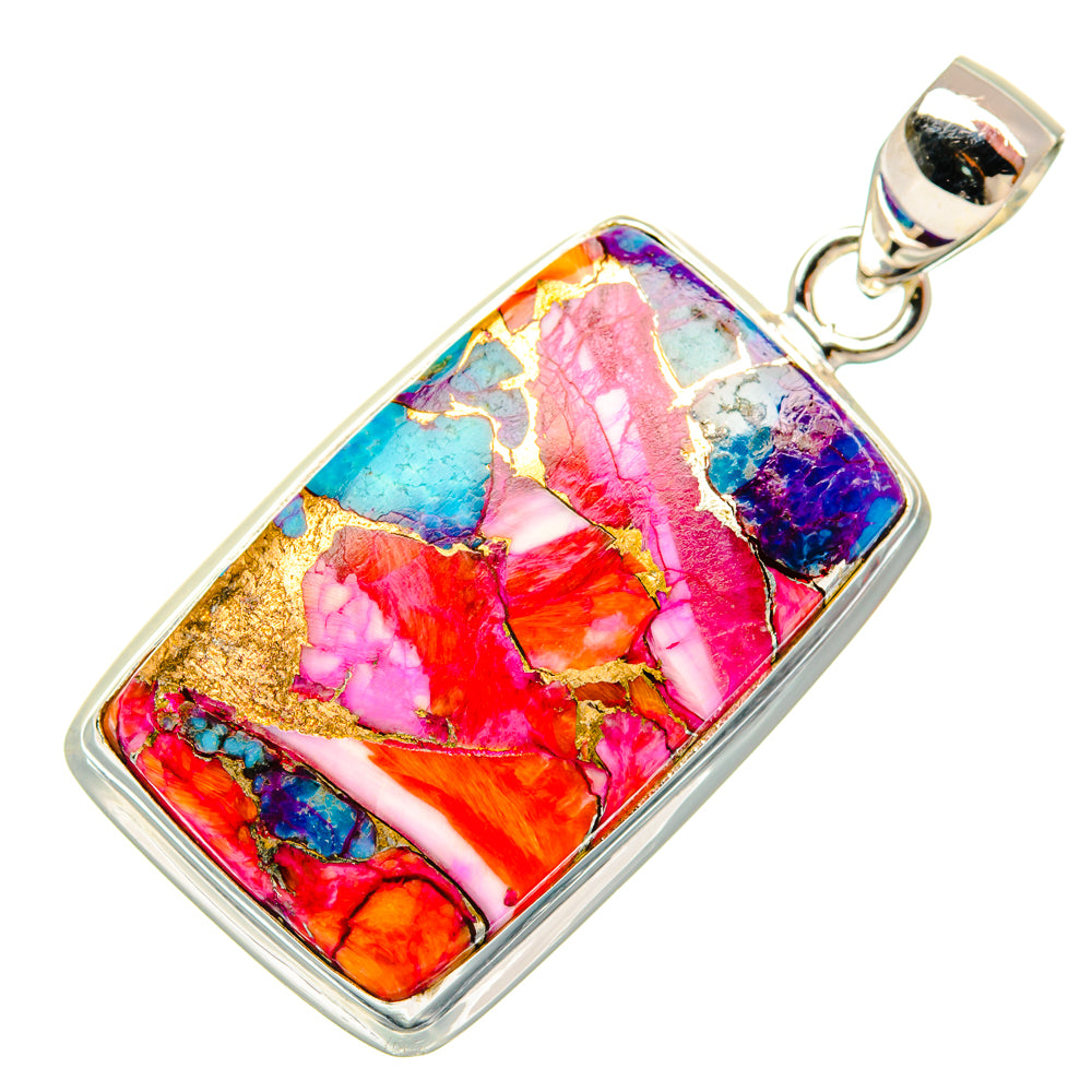 Kingman Pink Dahlia Turquoise Pendants handcrafted by Anasilvercos - PD28981 - Photo 2