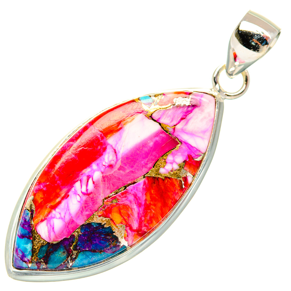 Kingman Pink Dahlia Turquoise Pendants handcrafted by Anasilvercos - PD28982 - Photo 2