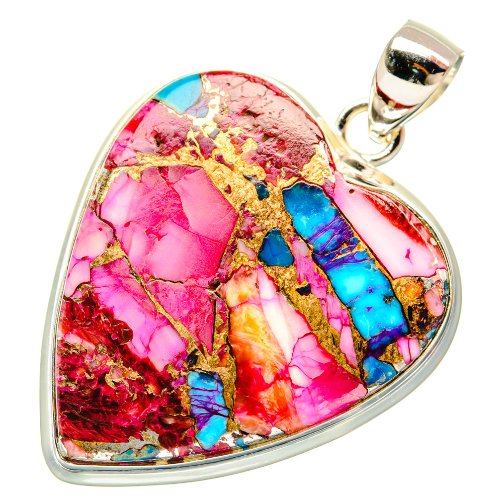 Kingman Pink Dahlia Turquoise Pendants handcrafted by Anasilvercos - PD28985 - Photo 2