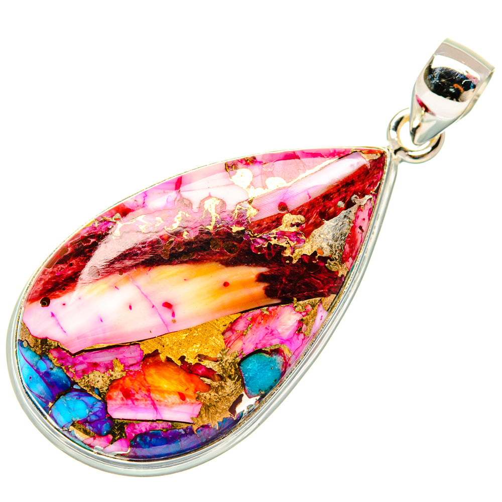 Kingman Pink Dahlia Turquoise Pendants handcrafted by Anasilvercos - PD28987 - Photo 2