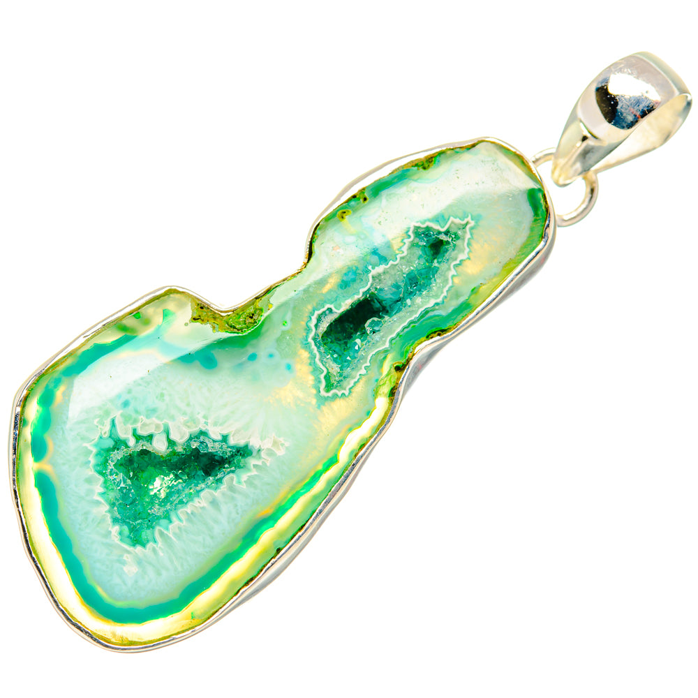 Green Geode Slice Pendants handcrafted by Anasilvercos - PD28989 - Photo 2