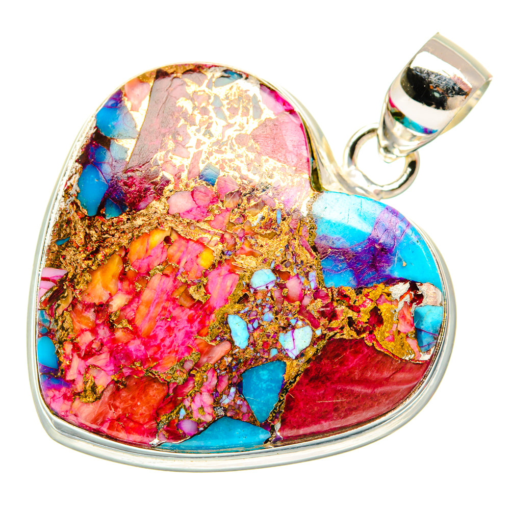 Kingman Pink Dahlia Turquoise Pendants handcrafted by Anasilvercos - PD28990 - Photo 2