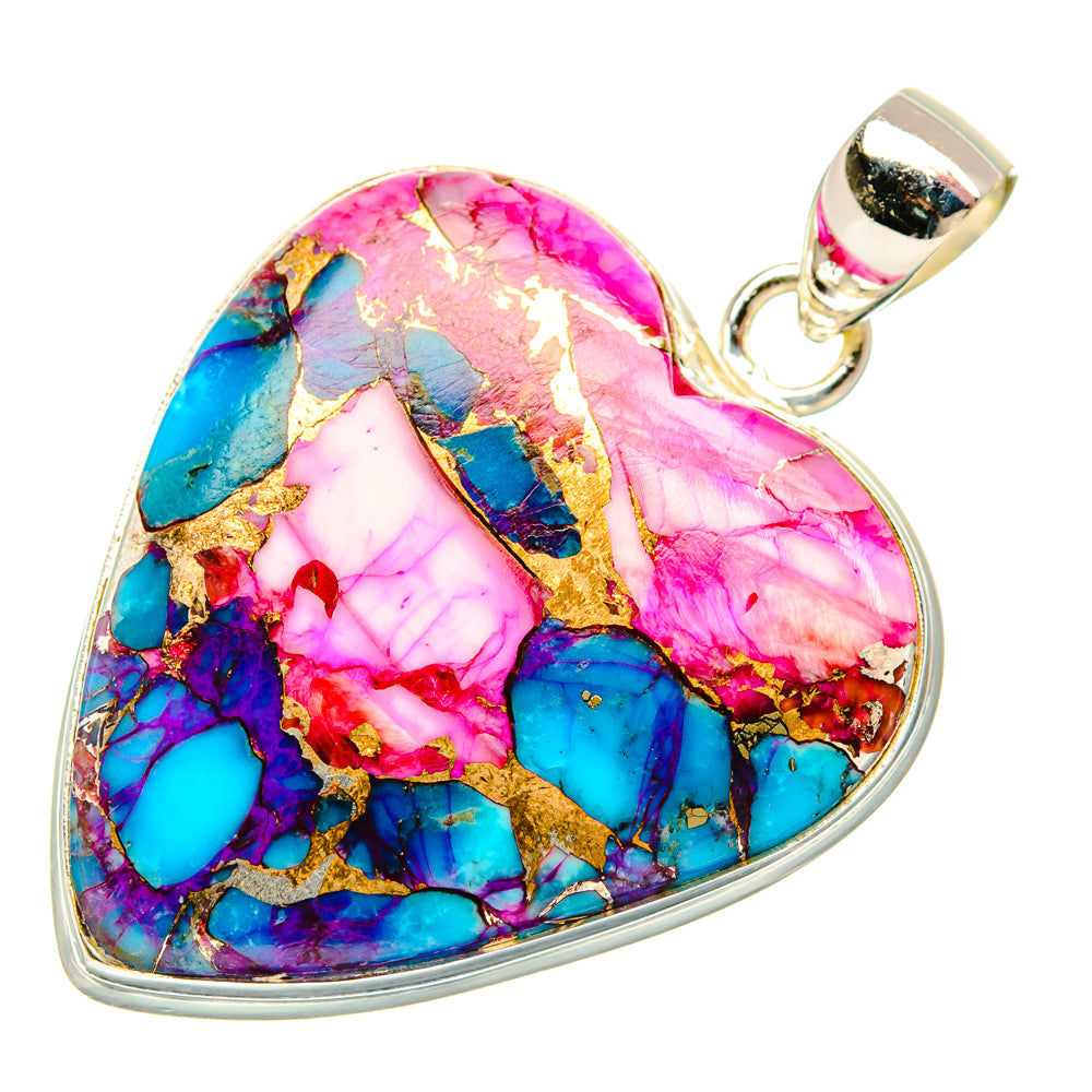 Kingman Pink Dahlia Turquoise Pendants handcrafted by Anasilvercos - PD28993 - Photo 2