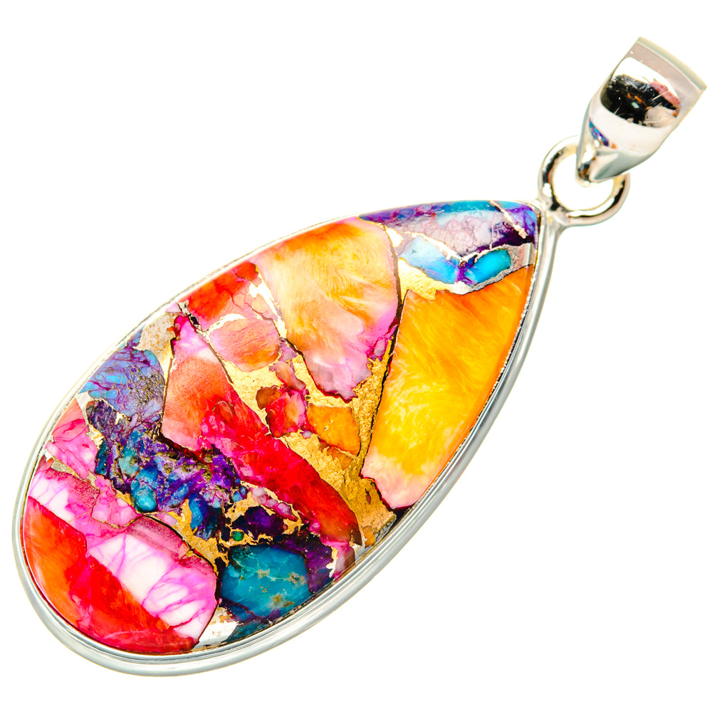 Kingman Pink Dahlia Turquoise Pendants handcrafted by Anasilvercos - PD28994 - Photo 2