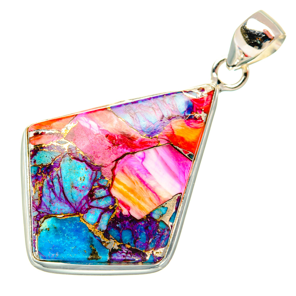 Kingman Pink Dahlia Turquoise Pendants handcrafted by Anasilvercos - PD28996 - Photo 2