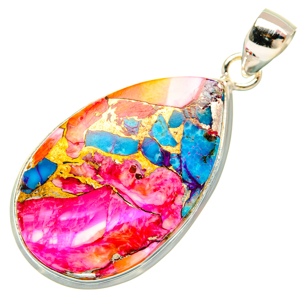 Kingman Pink Dahlia Turquoise Pendants handcrafted by Anasilvercos - PD28997 - Photo 2