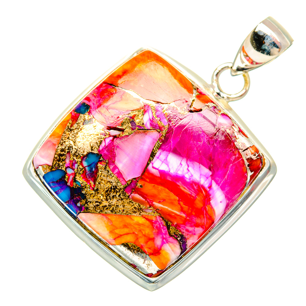 Kingman Pink Dahlia Turquoise Pendants handcrafted by Anasilvercos - PD28998 - Photo 2