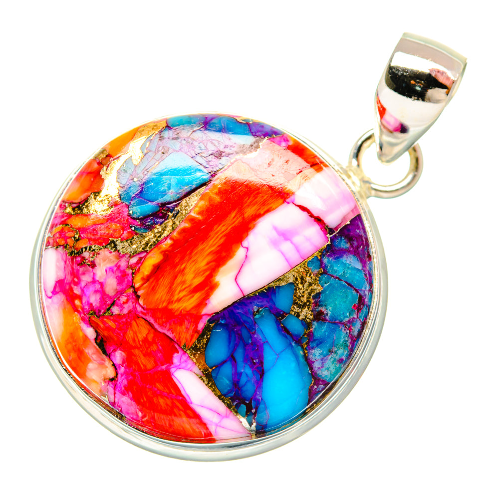 Kingman Pink Dahlia Turquoise Pendants handcrafted by Anasilvercos - PD29002 - Photo 2