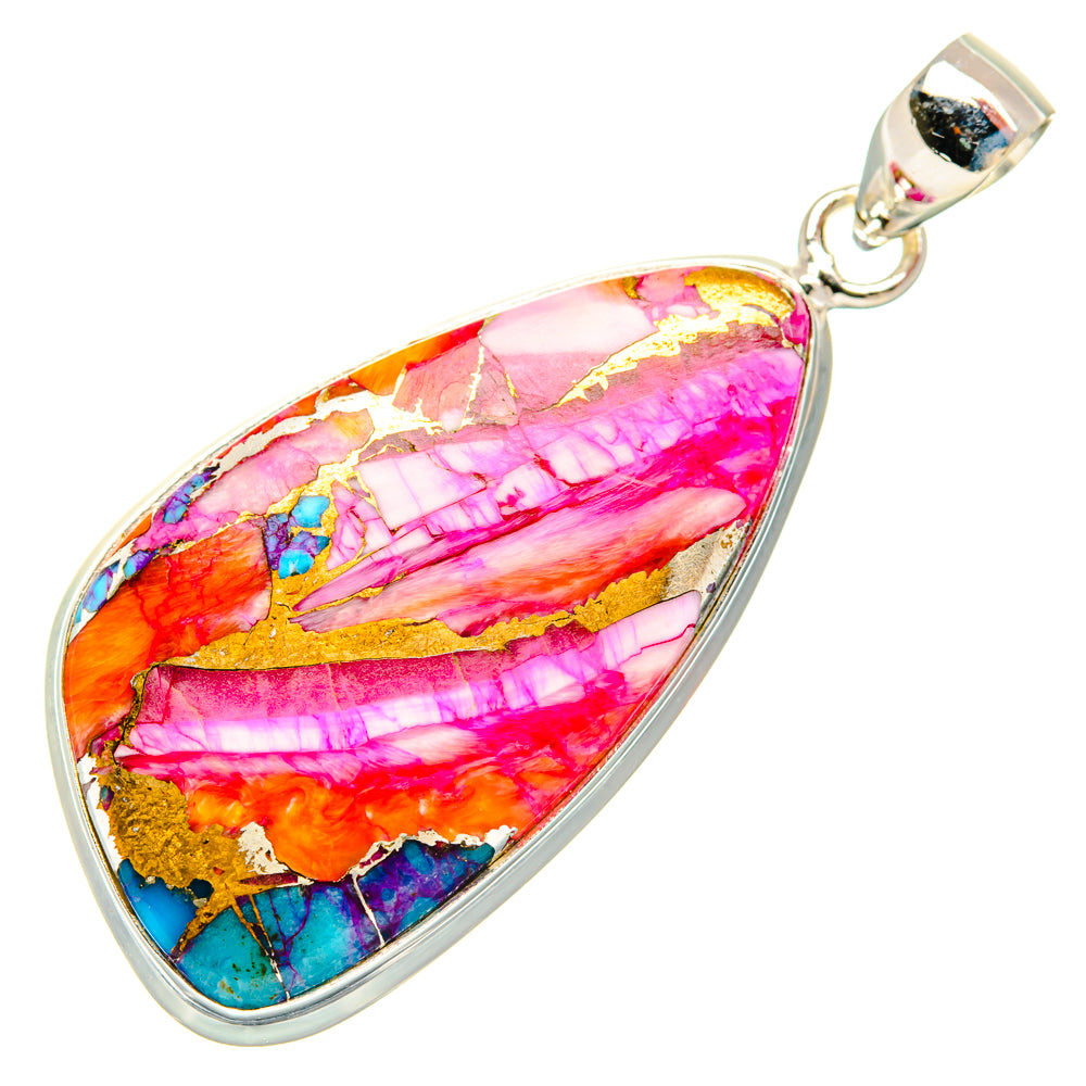 Kingman Pink Dahlia Turquoise Pendants handcrafted by Anasilvercos - PD29006 - Photo 2