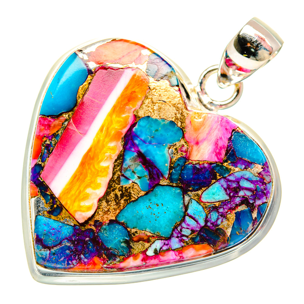 Kingman Pink Dahlia Turquoise Pendants handcrafted by Anasilvercos - PD29012 - Photo 2