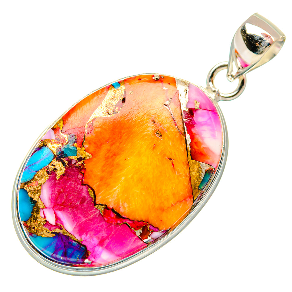 Kingman Pink Dahlia Turquoise Pendants handcrafted by Anasilvercos - PD29013 - Photo 2