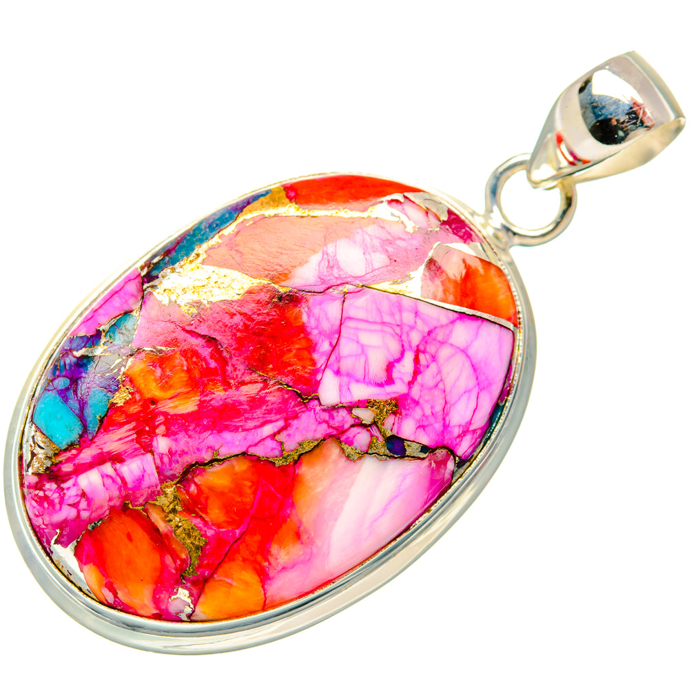 Kingman Pink Dahlia Turquoise Pendants handcrafted by Anasilvercos - PD29015 - Photo 2