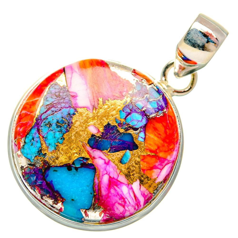 Kingman Pink Dahlia Turquoise Pendants handcrafted by Anasilvercos - PD29023 - Photo 2