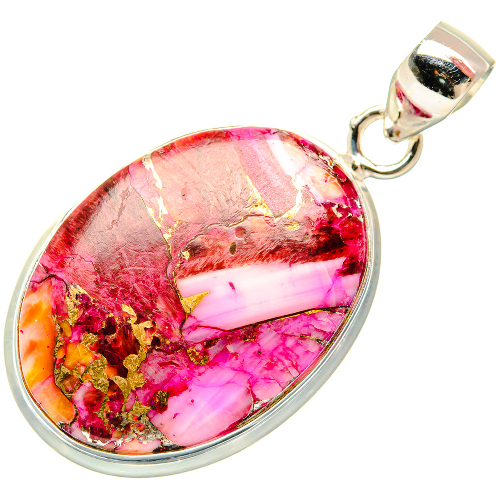 Kingman Pink Dahlia Turquoise Pendants handcrafted by Anasilvercos - PD29028 - Photo 2