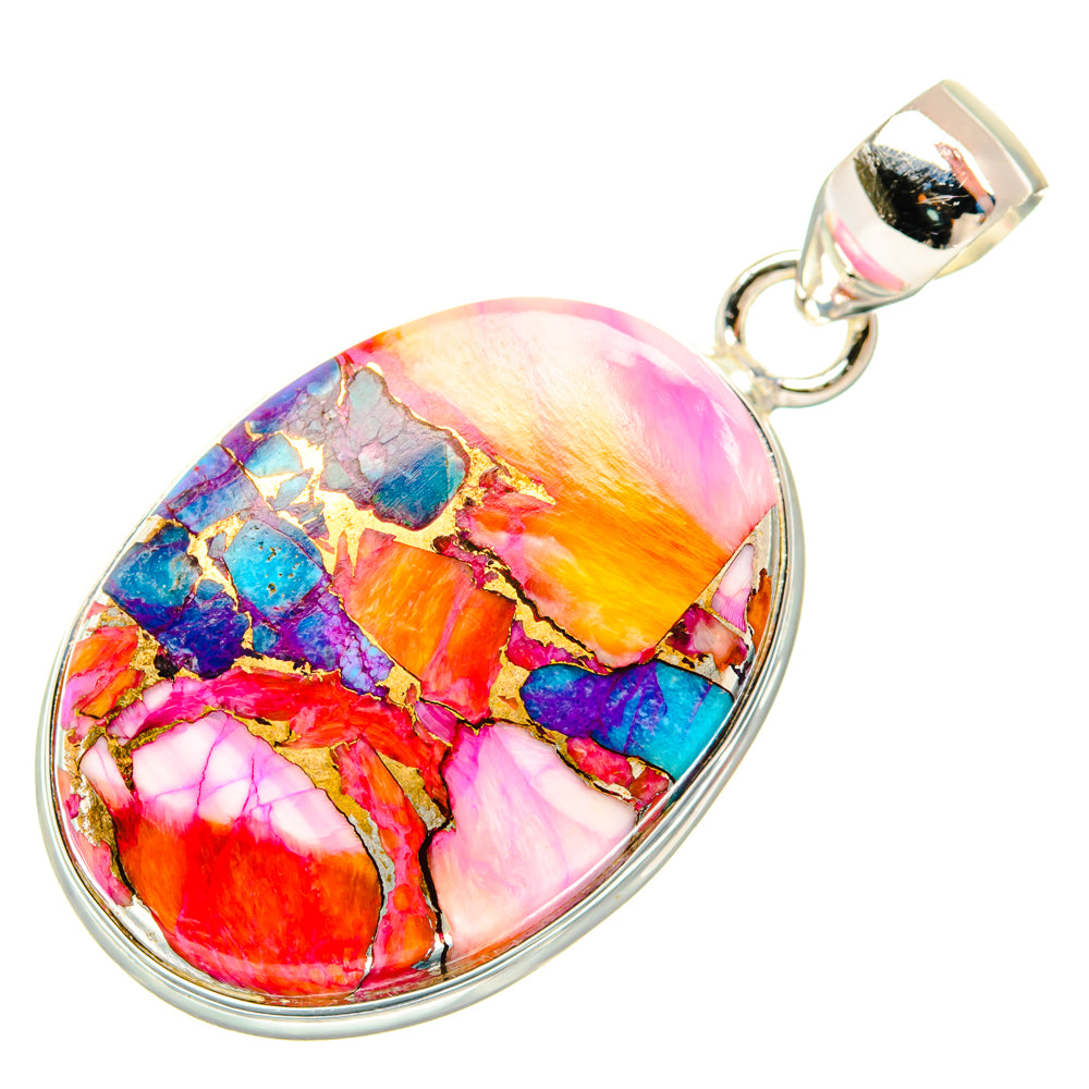 Kingman Pink Dahlia Turquoise Pendants handcrafted by Anasilvercos - PD29034 - Photo 2