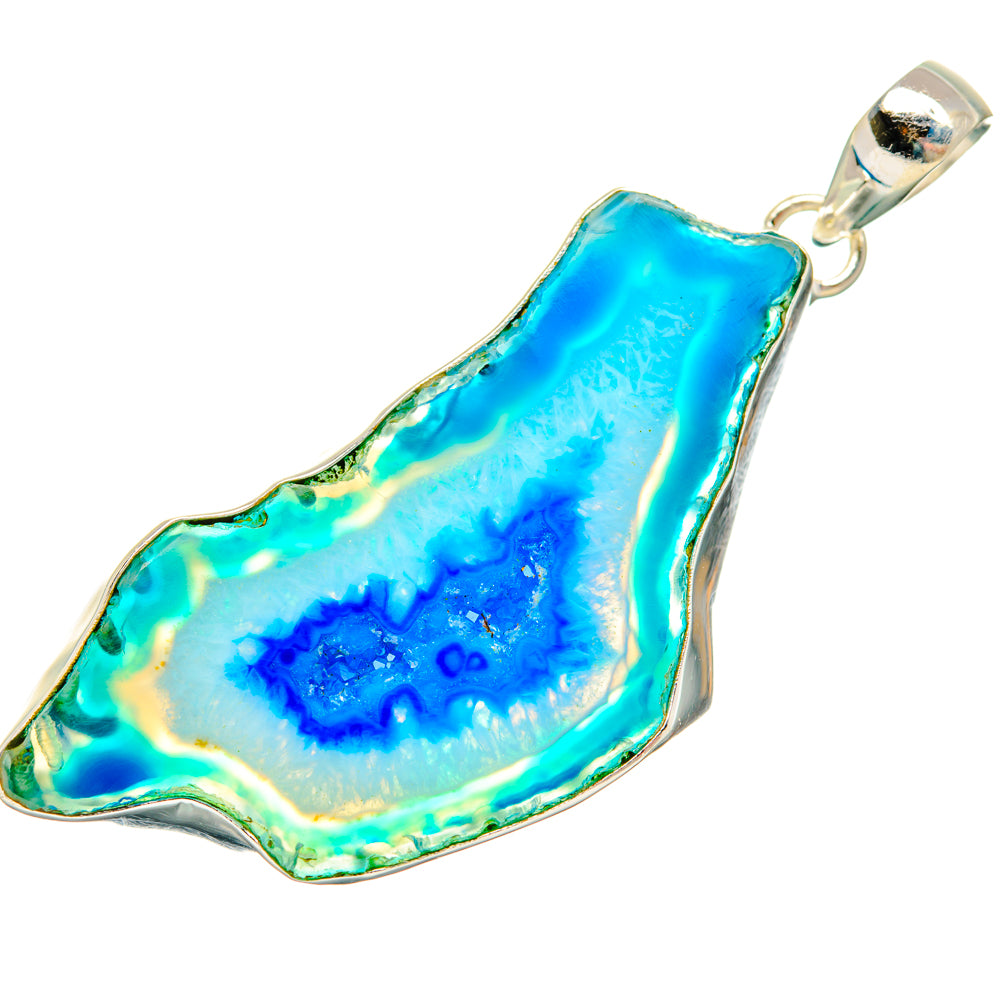 Blue Geode Slice Pendants handcrafted by Anasilvercos - PD29041 - Photo 2
