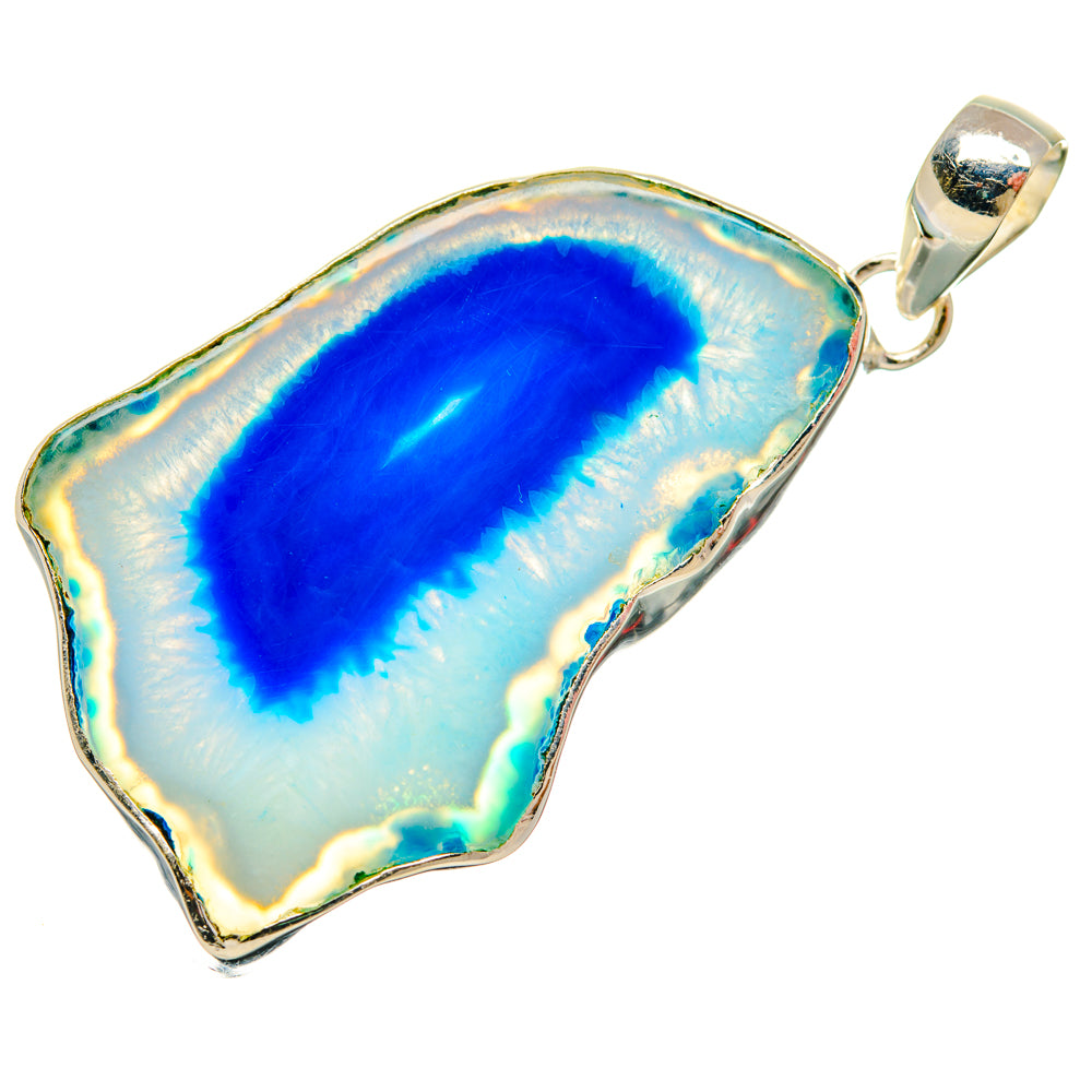 Blue Geode Slice Pendants handcrafted by Anasilvercos - PD29043 - Photo 2