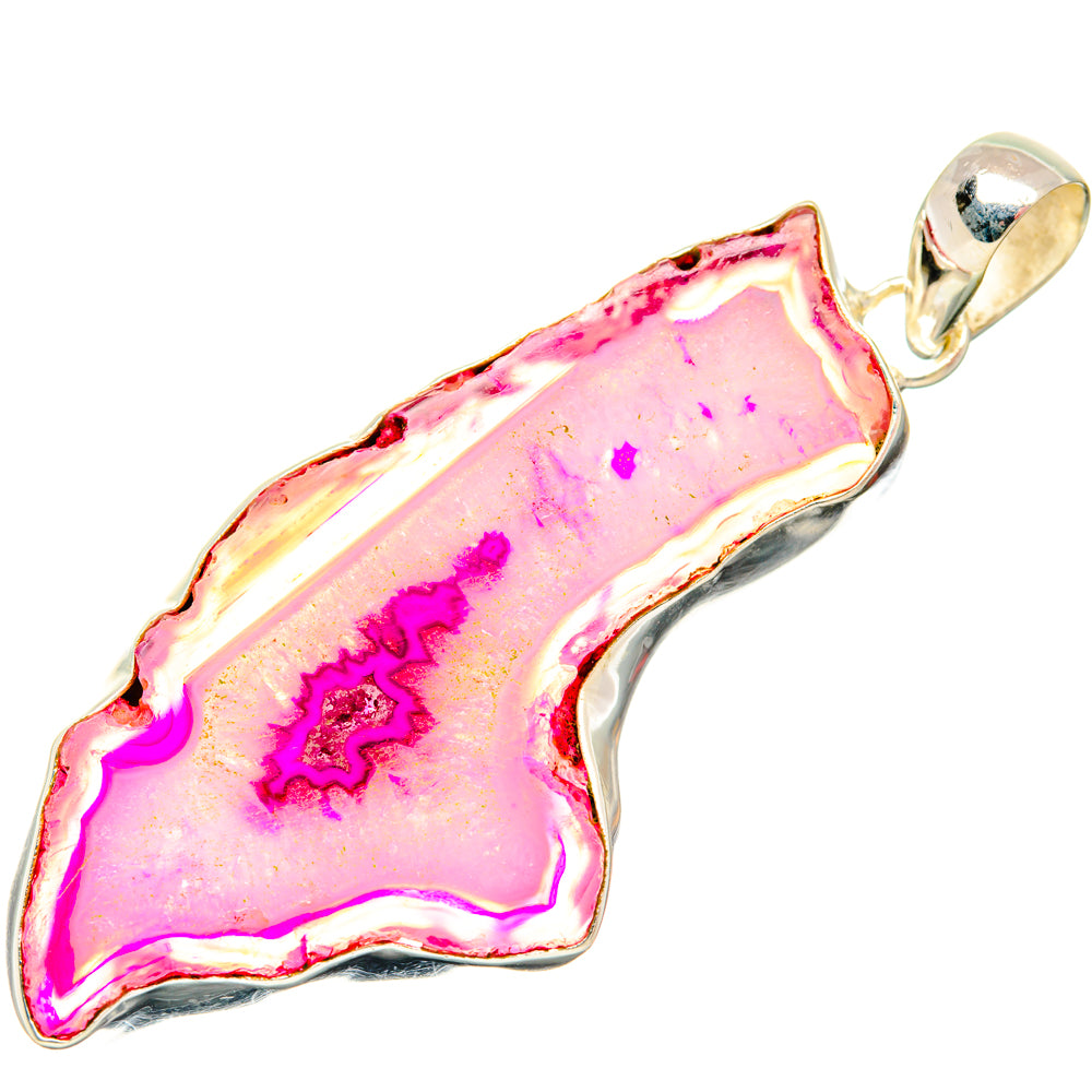 Pink Geode Slice Pendants handcrafted by Anasilvercos - PD29051 - Photo 2