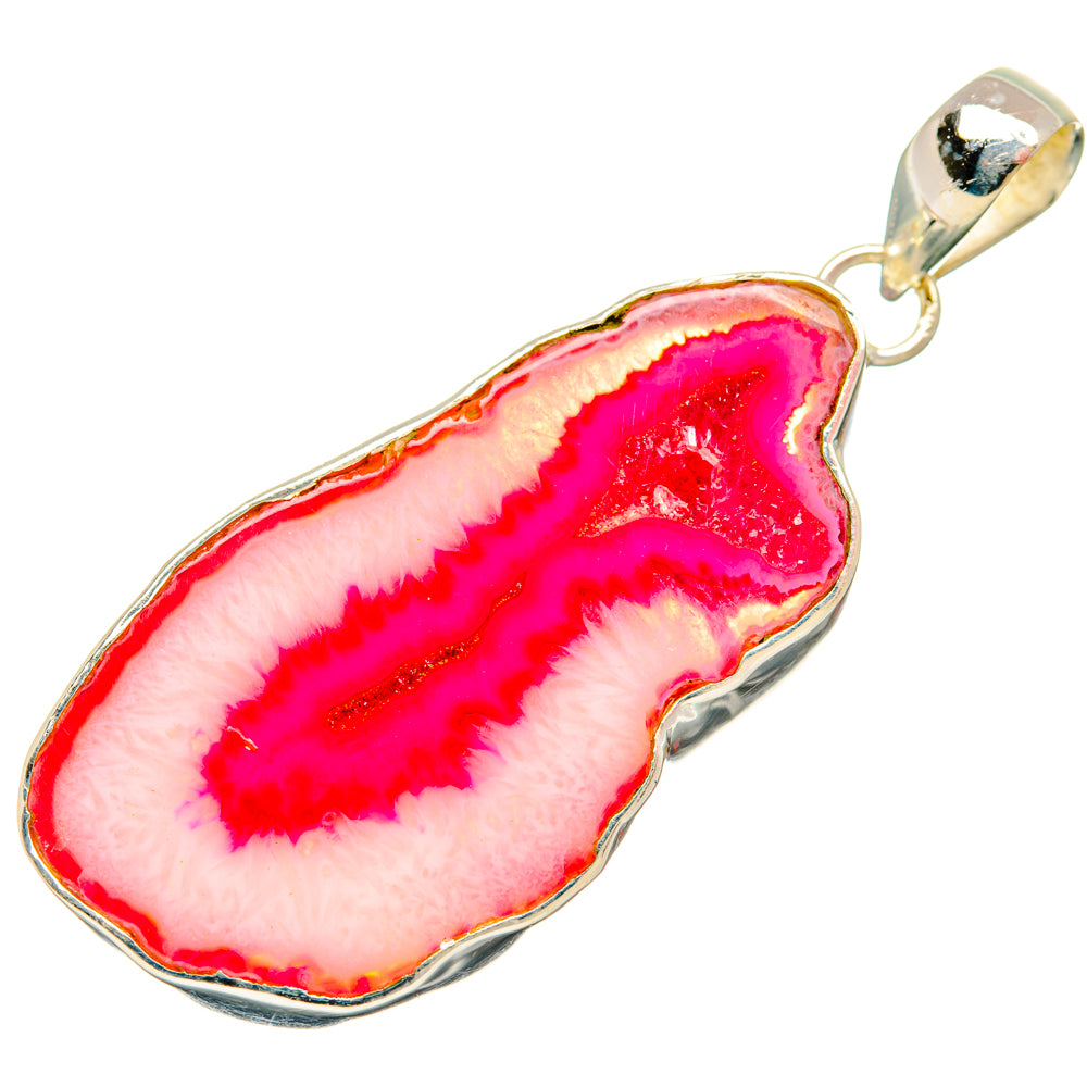 Pink Geode Slice Pendants handcrafted by Anasilvercos - PD29056 - Photo 2