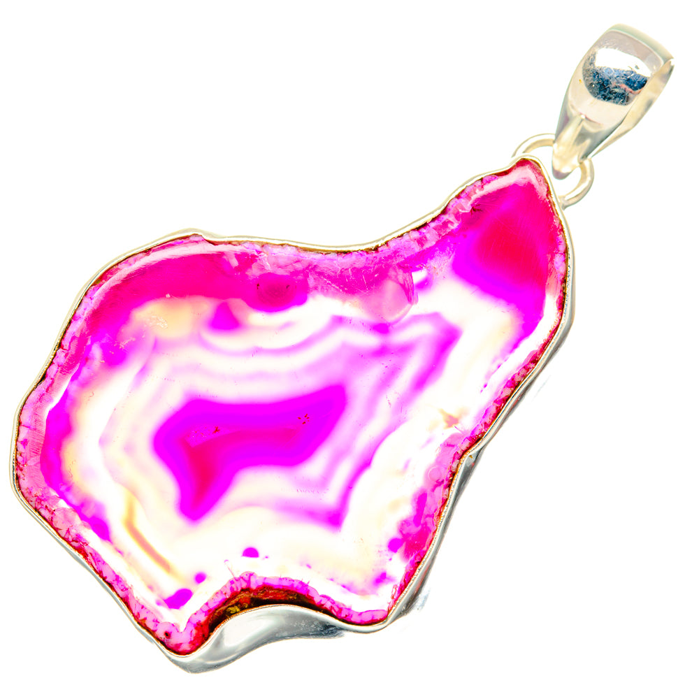 Pink Geode Slice Pendants handcrafted by Anasilvercos - PD29057 - Photo 2