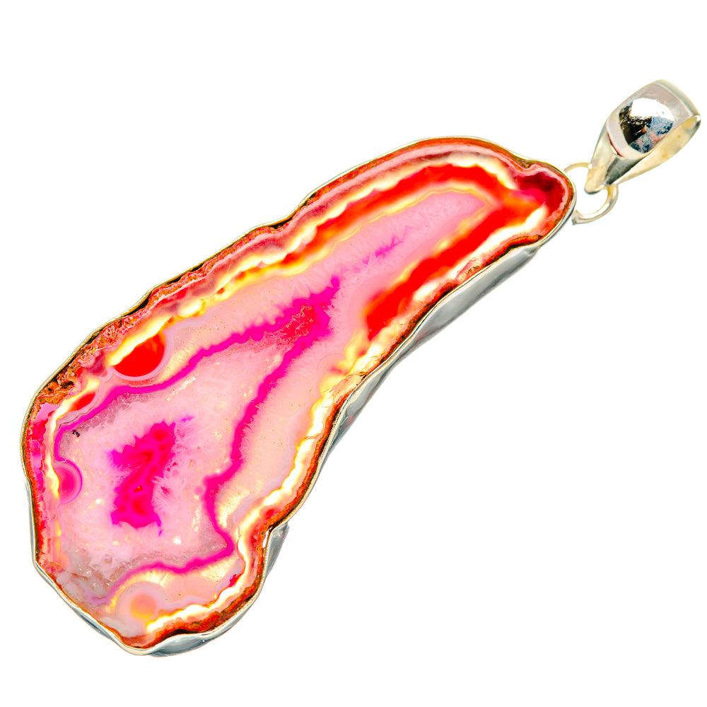 Pink Geode Slice Pendants handcrafted by Anasilvercos - PD29058 - Photo 2