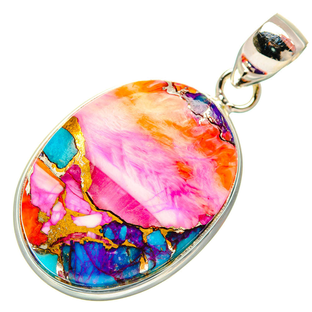 Kingman Pink Dahlia Turquoise Pendants handcrafted by Anasilvercos - PD29061 - Photo 2