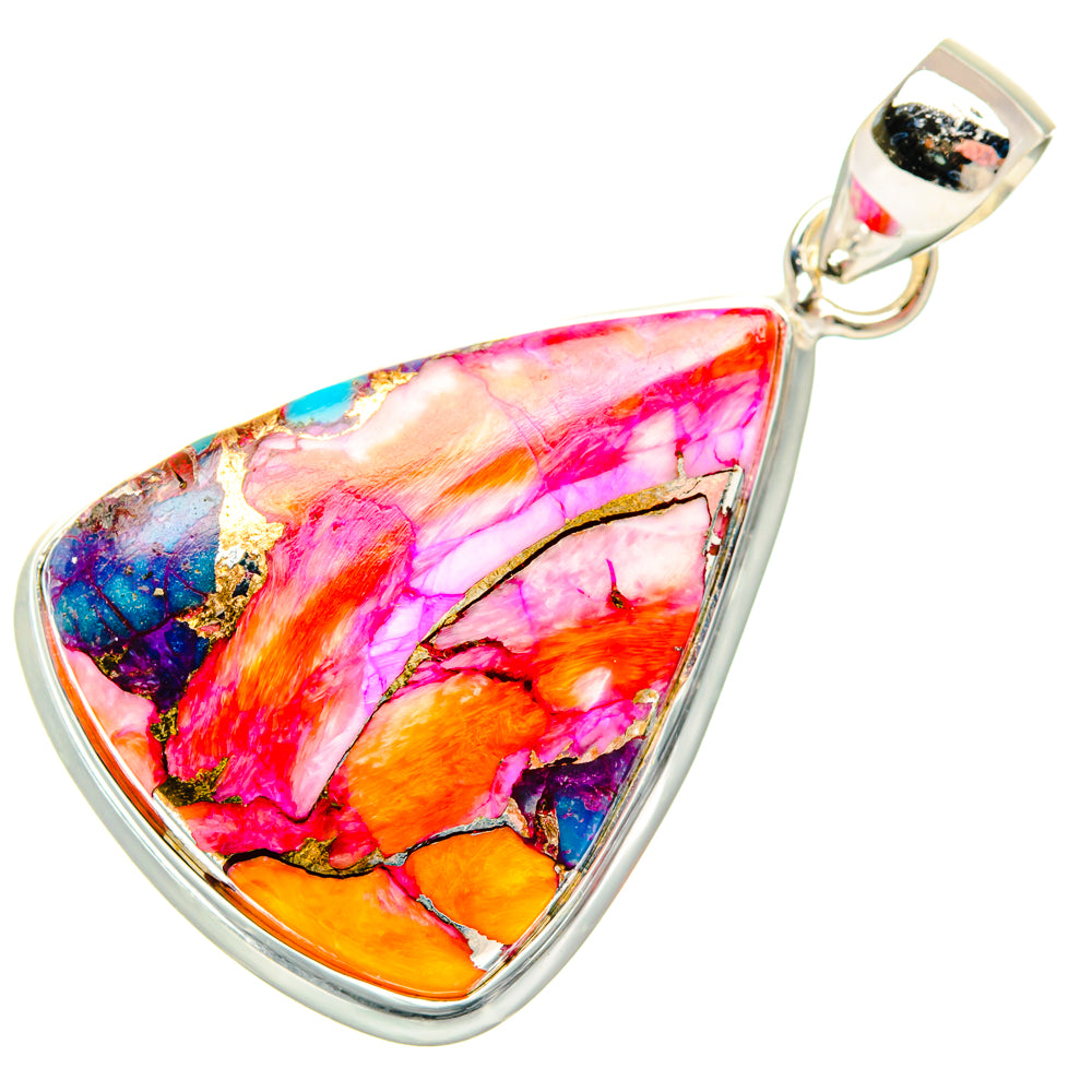 Kingman Pink Dahlia Turquoise Pendants handcrafted by Anasilvercos - PD29062 - Photo 2