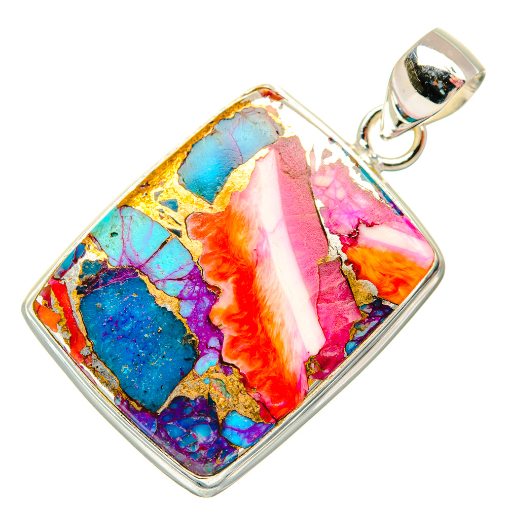 Kingman Pink Dahlia Turquoise Pendants handcrafted by Anasilvercos - PD29064 - Photo 2