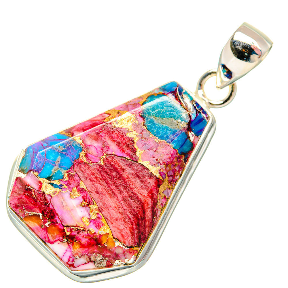 Kingman Pink Dahlia Turquoise Pendants handcrafted by Anasilvercos - PD29066 - Photo 2