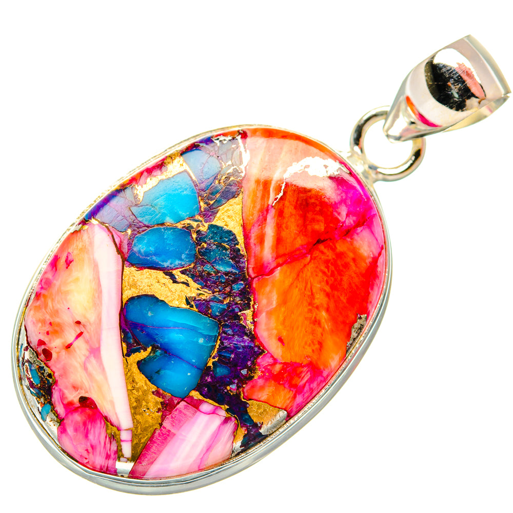 Kingman Pink Dahlia Turquoise Pendants handcrafted by Anasilvercos - PD29067 - Photo 2