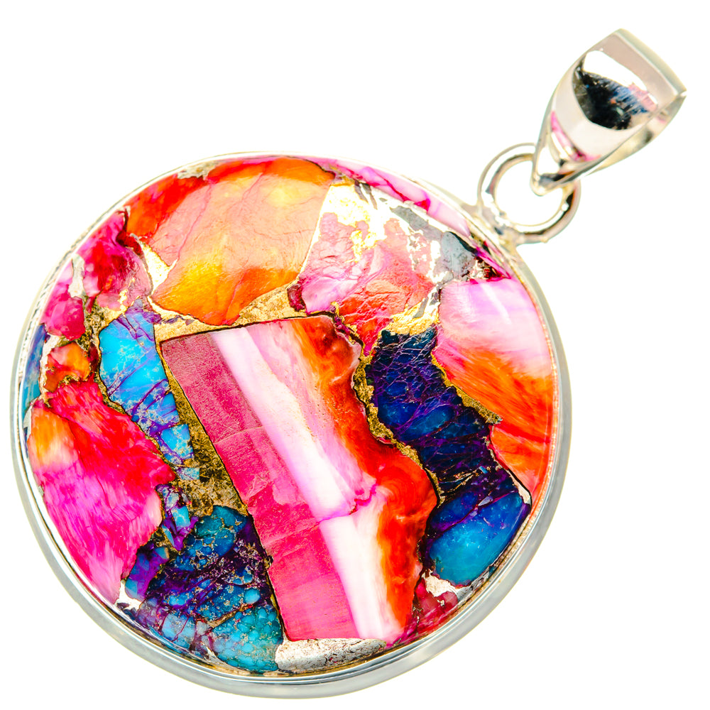 Kingman Pink Dahlia Turquoise Pendants handcrafted by Anasilvercos - PD29068 - Photo 2