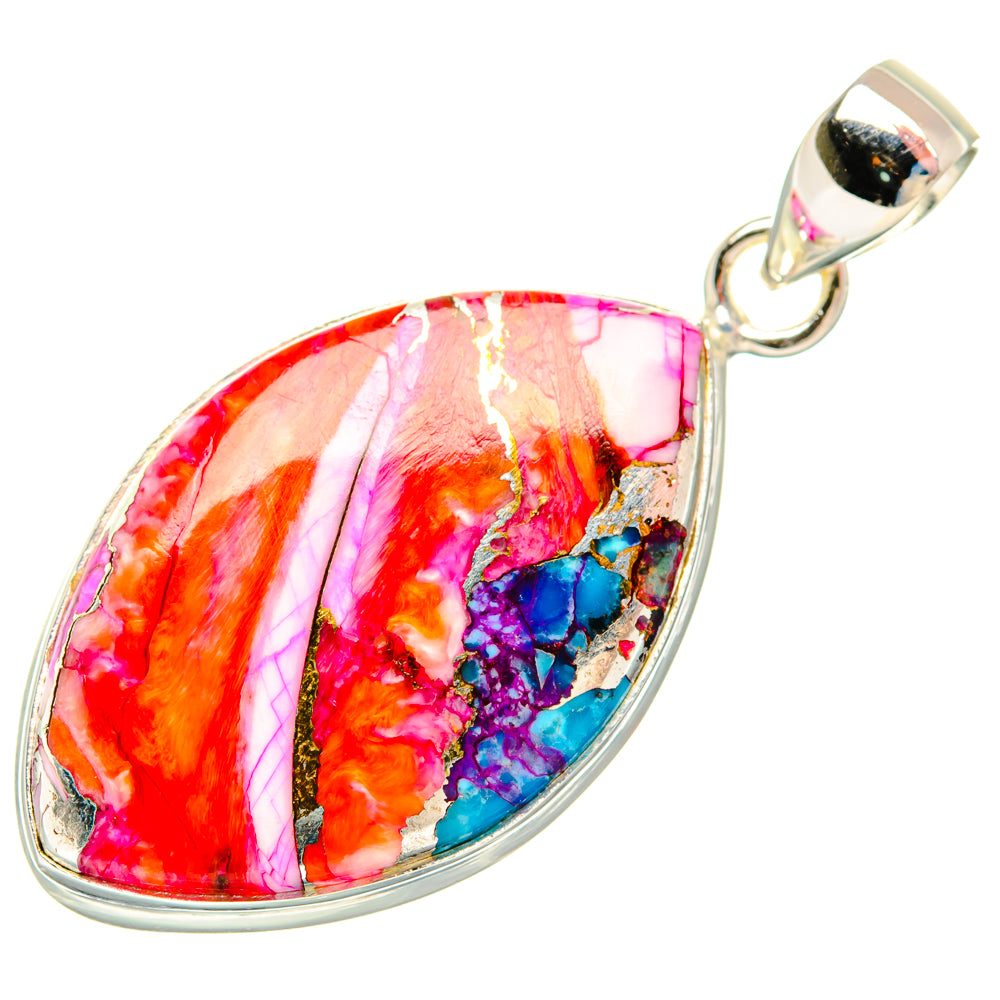 Kingman Pink Dahlia Turquoise Pendants handcrafted by Anasilvercos - PD29070 - Photo 2