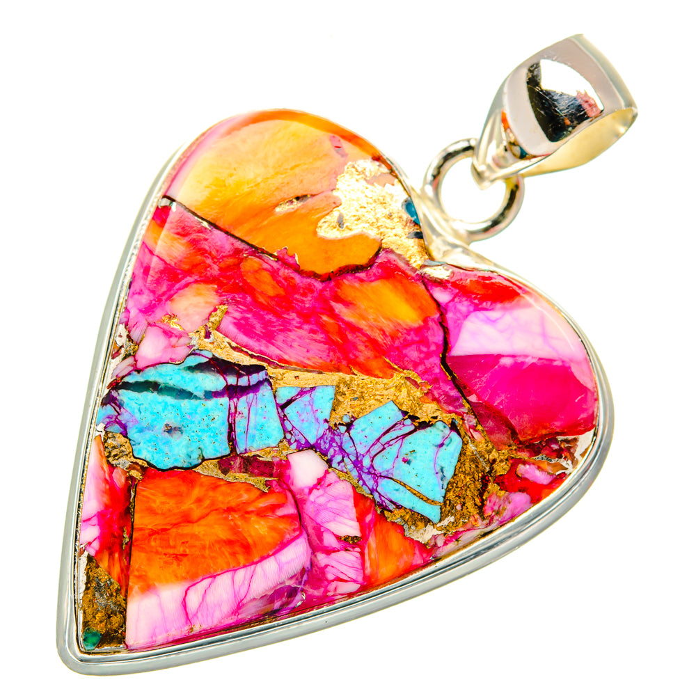 Kingman Pink Dahlia Turquoise Pendants handcrafted by Anasilvercos - PD29082 - Photo 2