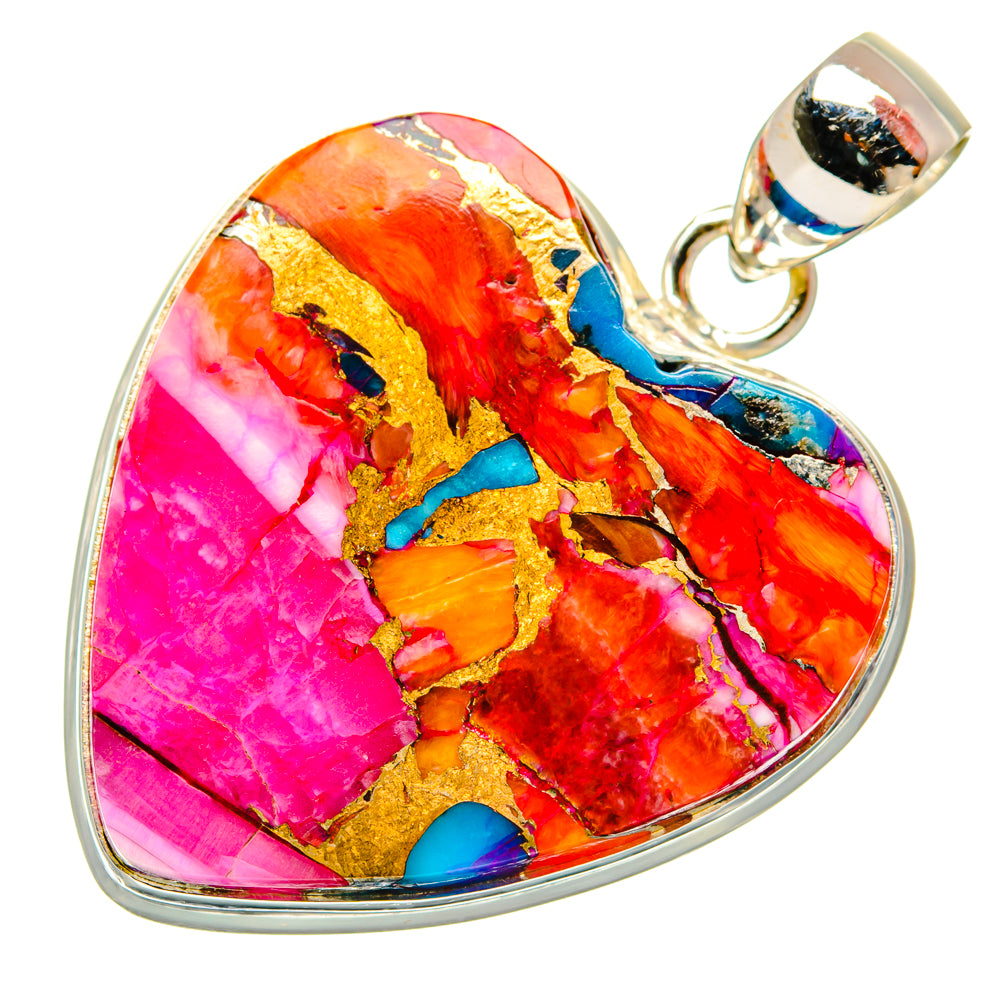 Kingman Pink Dahlia Turquoise Pendants handcrafted by Anasilvercos - PD29083 - Photo 2