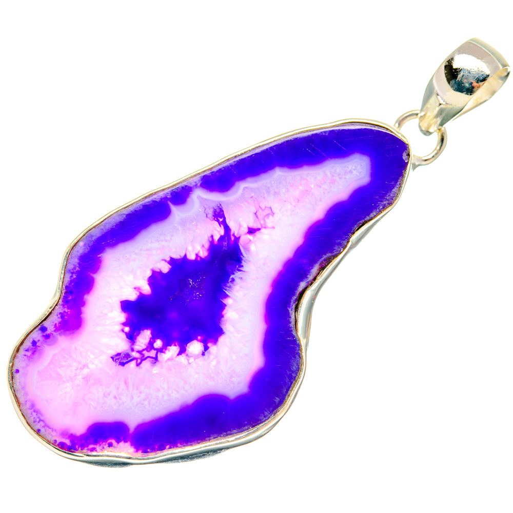 Purple Geode Slice Pendants handcrafted by Anasilvercos - PD29172 - Photo 2