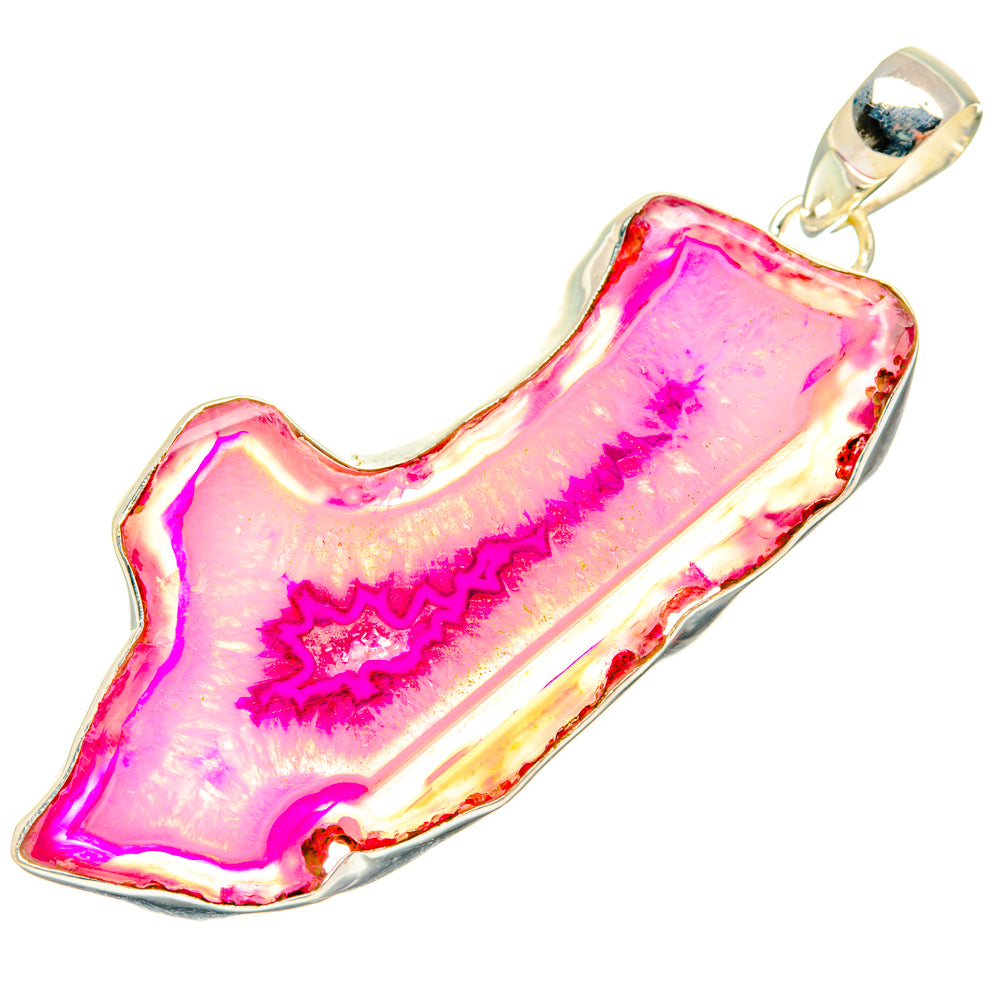 Pink Geode Slice Pendants handcrafted by Anasilvercos - PD29174 - Photo 2