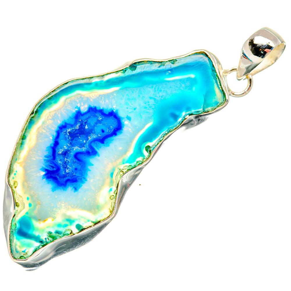 Blue Geode Slice Pendants handcrafted by Anasilvercos - PD29176 - Photo 2
