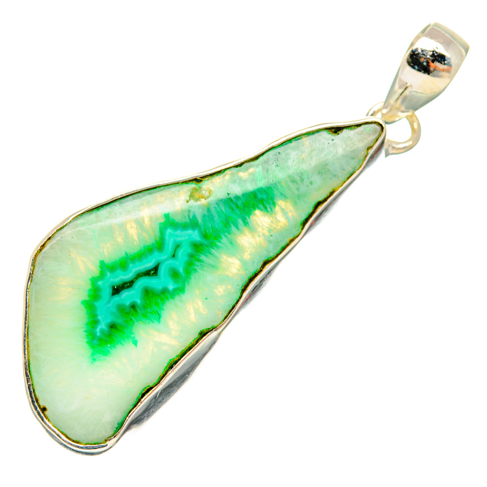 Green Geode Slice Pendants handcrafted by Anasilvercos - PD29185 - Photo 2
